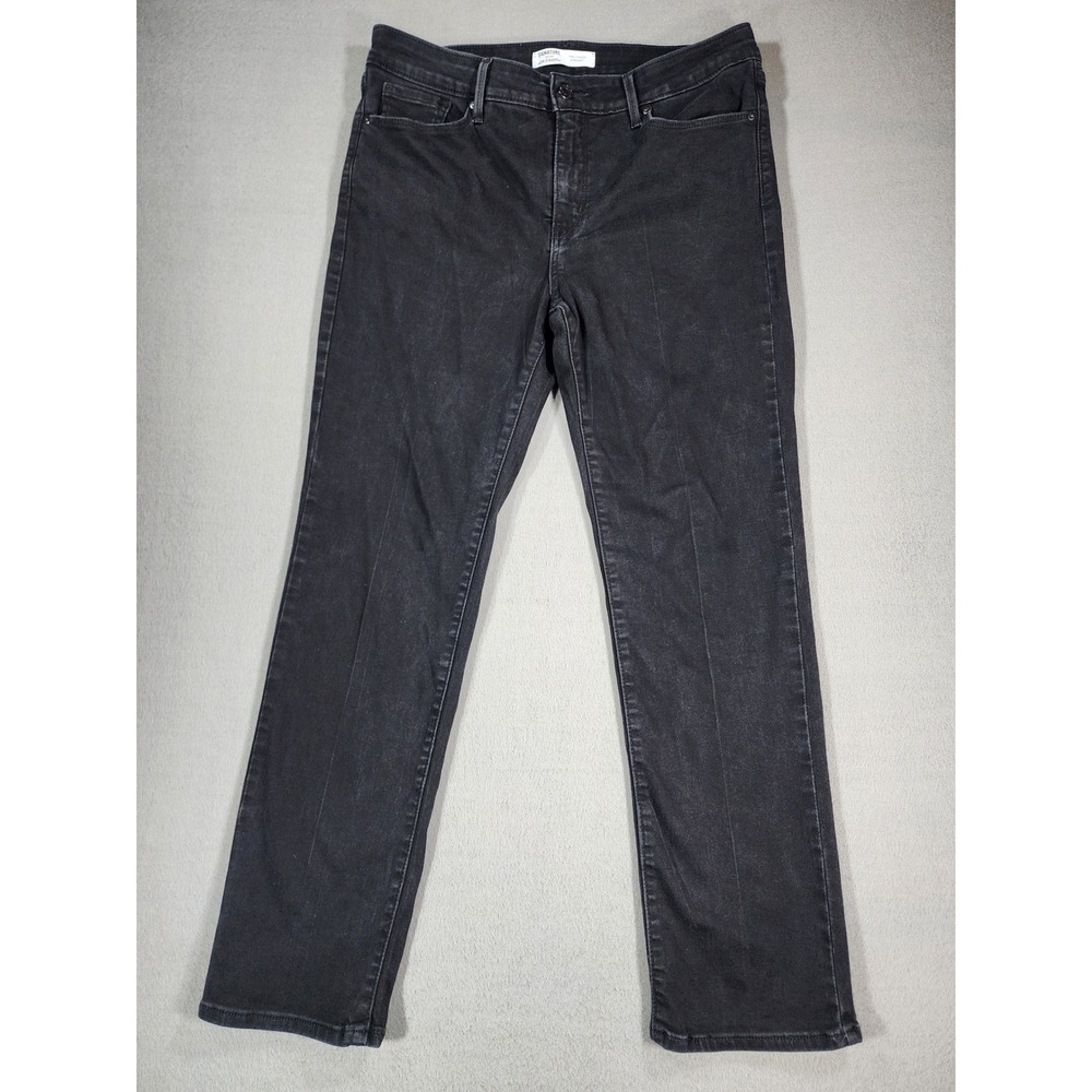 Levi Signature Totally Shaping Straight Black Denim Jeans Size 12 Short Grunge